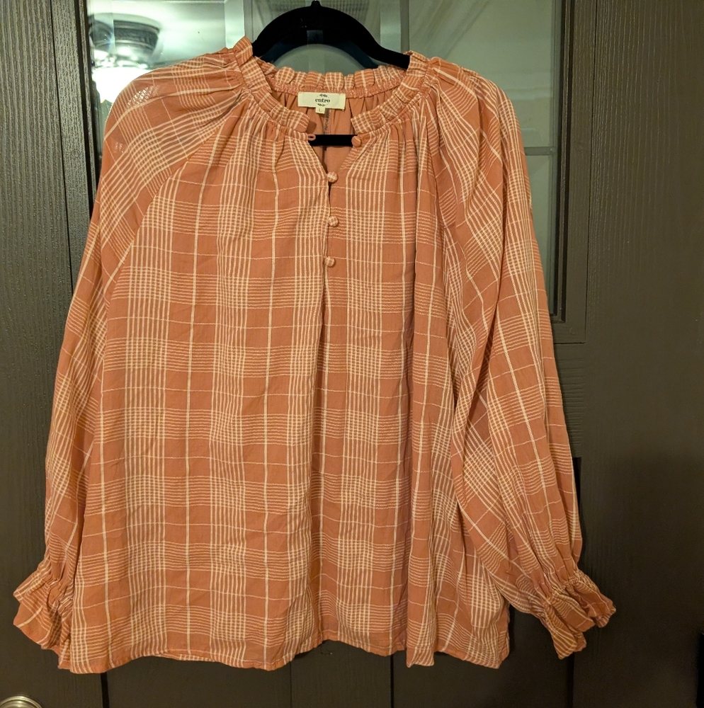 Entro Women's‎ Pink Plaid Blouse